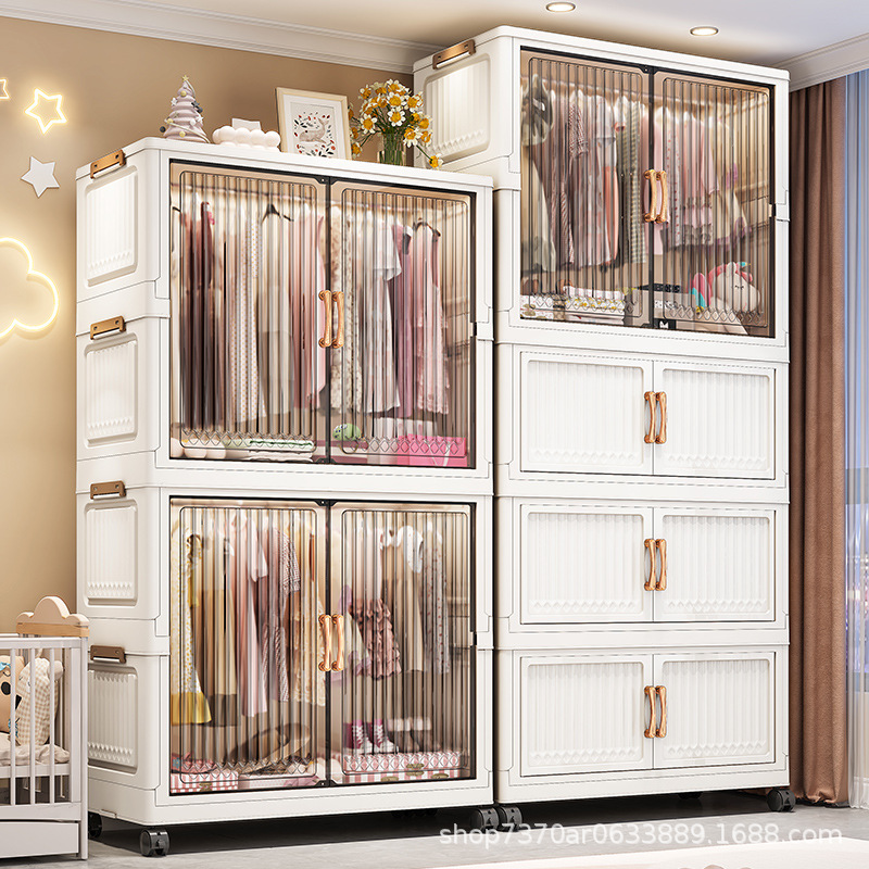 Tủ quần áo trẻ em rộng 70-80, tủ gấp cửa nhựa, tủ quần áo trẻ em nhiều lớp, tủ đựng đồ, một mảnh