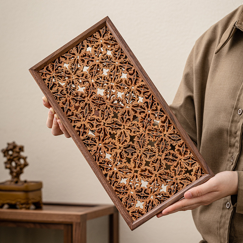 Khay tách trà quả óc chó, đĩa hình chữ nhật, đĩa nhỏ thương mại, đĩa ăn sáng gia dụng, đĩa vuông tráng miệng bánh ngọt