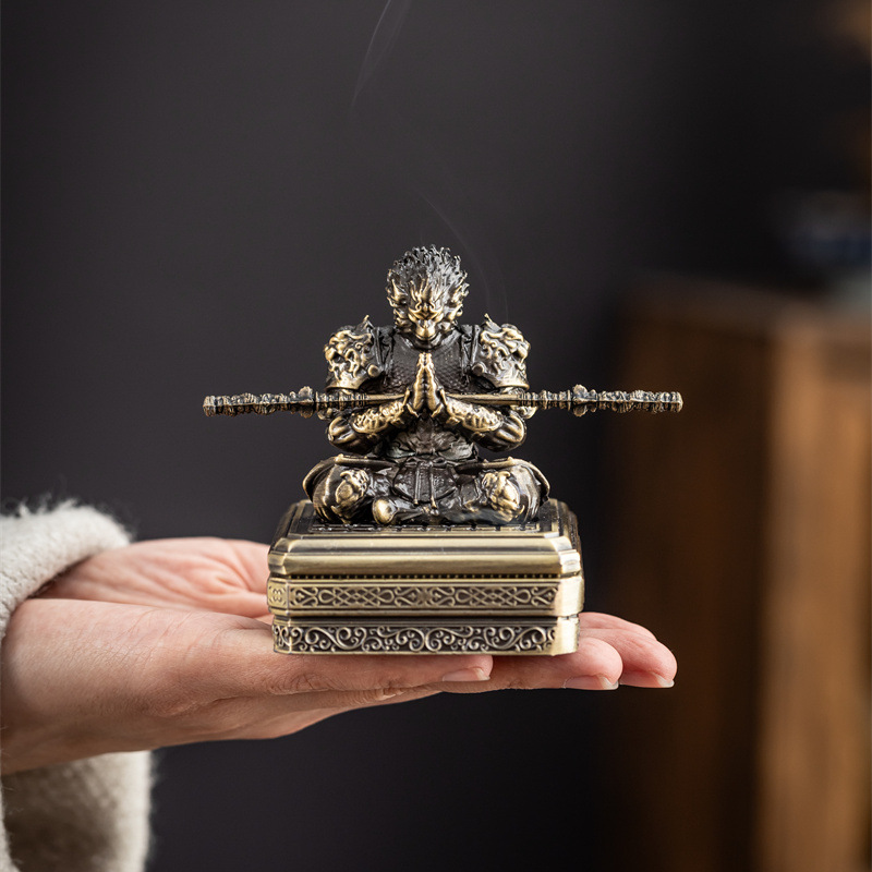 Lư hương bằng hợp kim Wukong Dasheng, lư hương trong nhà gia dụng, lư hương đĩa có nắp, lư hương trà đạo, lư hương