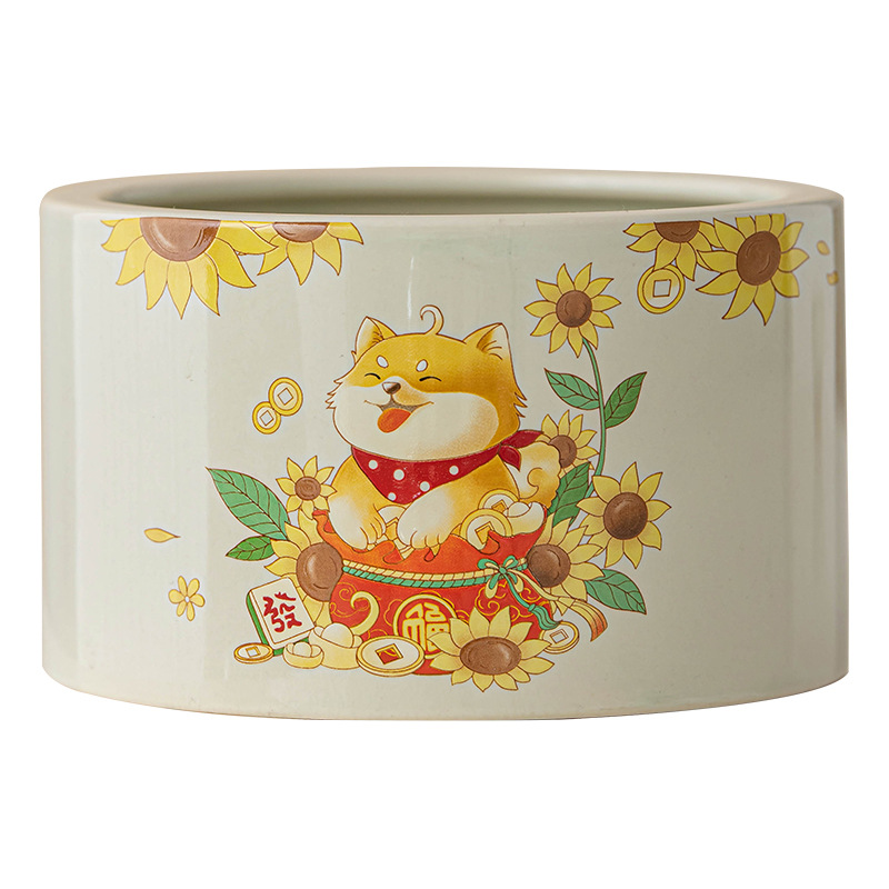 Chậu rửa trà gốm sứ cổ điển, chậu trà hình tròn, bồn đựng bã trà cỡ lớn gia dụng, bồn nước thải, phụ kiện trà đạo tinh tế