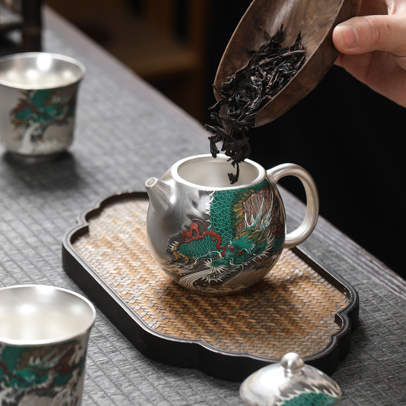 999 sterling bạc một bình hai cốc gốm sứ vàng bạc sai hoa văn bộ trà kungfu du lịch xách tay