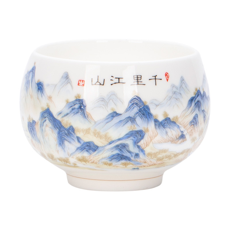 Gốm trái tim kinh, cốc trà, cốc La Hán, cốc cá nhân, cốc chủ nhân tráng men màu đơn, cốc trà, cốc đơn, quà lưu niệm ngày lễ