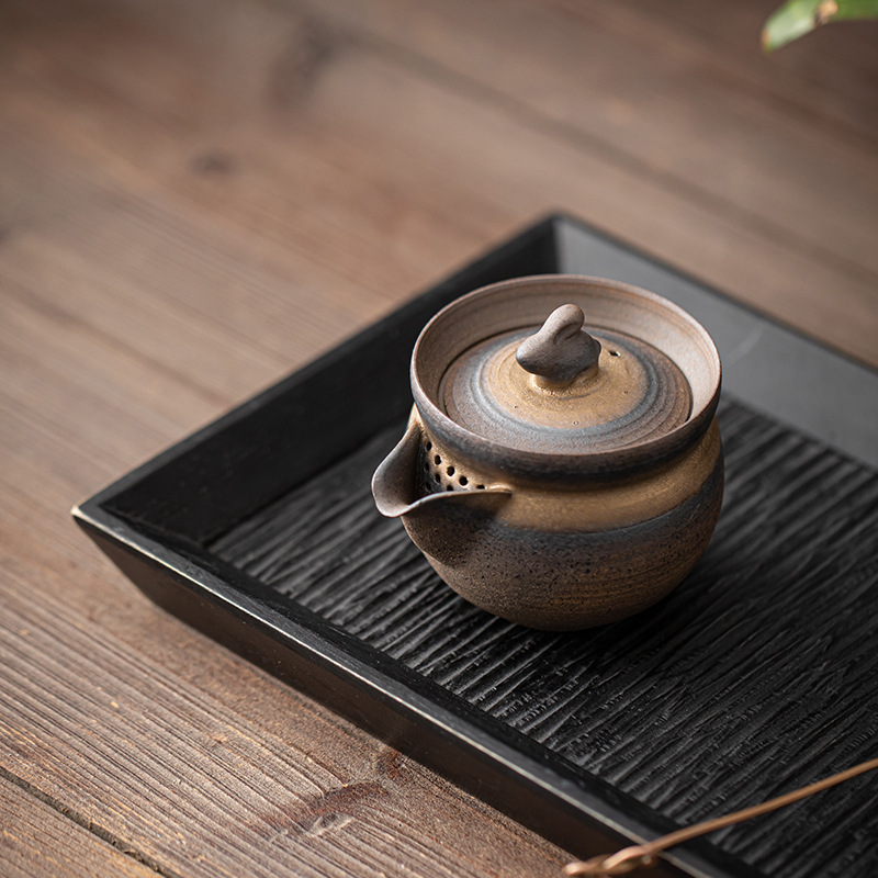 Ấm cầm tay thỏ tráng men mạ vàng ấm trà gốm sứ ấm đơn không nóng cổ xưa đốt bùn đá cổ điển đồ trà Kung Fu cổ điển