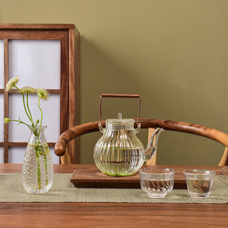 Ấm trà thủy tinh chịu nhiệt độ cao ấm pha trà đơn giản gia dụng ấm trà xanh Bộ Trà Công Phu ấm trà hoa ấm trà công thức