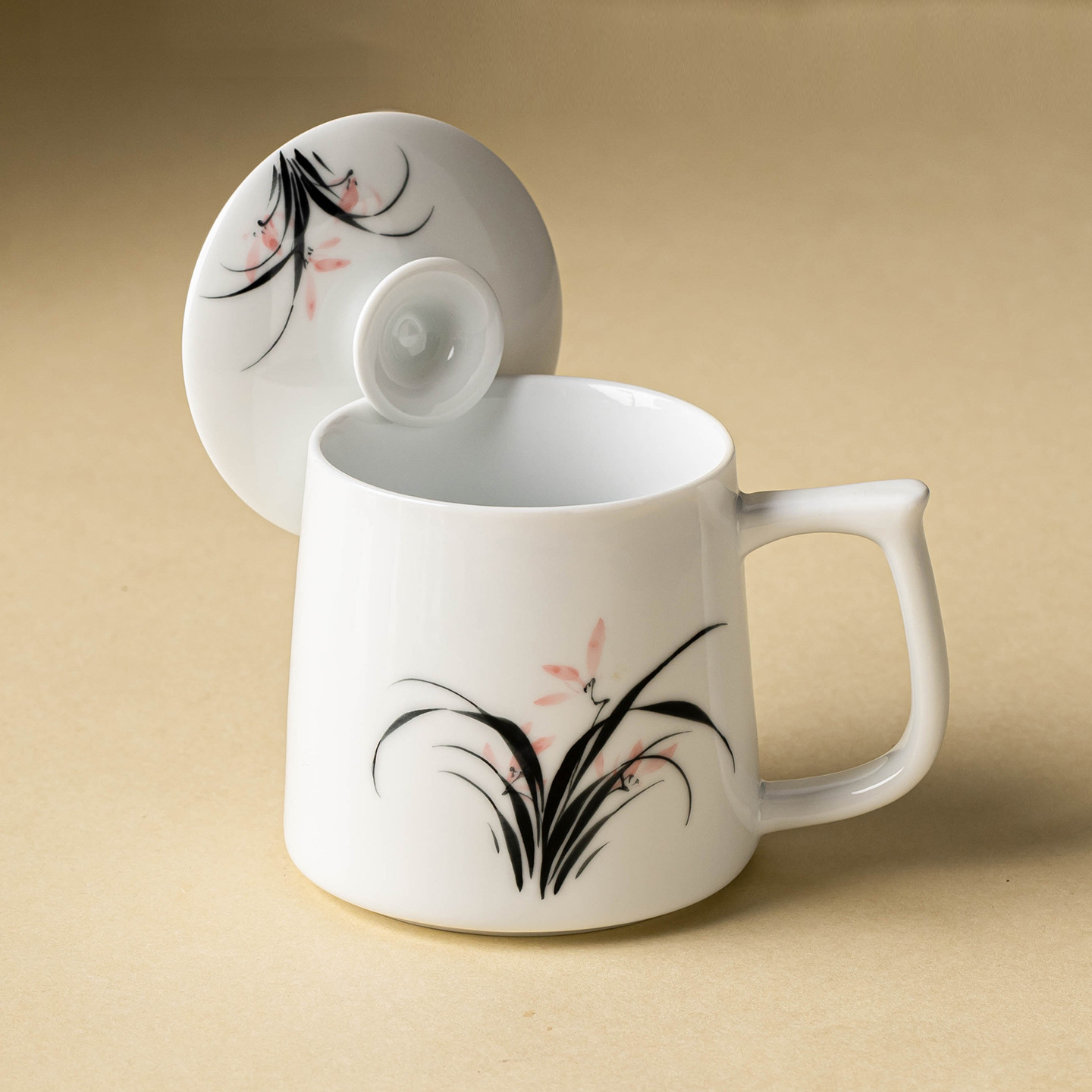 Vẽ tay phong lan mực cốc văn phòng cốc gốm tách trà nước cốc pha trà cốc lớn cốc uống nước có nắp