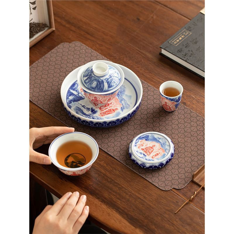 Vân Thủy Thiền Tâm gốm sứ tam tài có nắp ấm chén chén chén chén chén chén chén chén chén chén chén chén trà gia dụng chống bỏng tay bộ nhỏ
