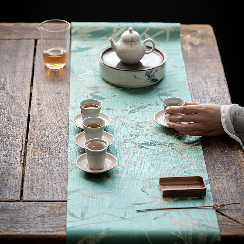 Khăn trải bàn hình chữ nhật lá cờ trà lớn dùng trong gia đình tiệc trà kiểu Trung Quốc đệm cách nhiệt Bộ trà Kung Fu Khăn trà pha khô