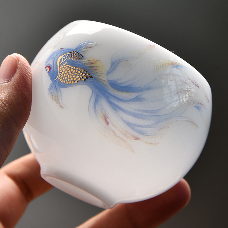 Bộ trà Kung Fu bằng sứ ngọc bích ngọc bích mỡ cừu Bộ bát pha trà sứ trắng Đức Hoa trọn Bộ quà tặng doanh nghiệp