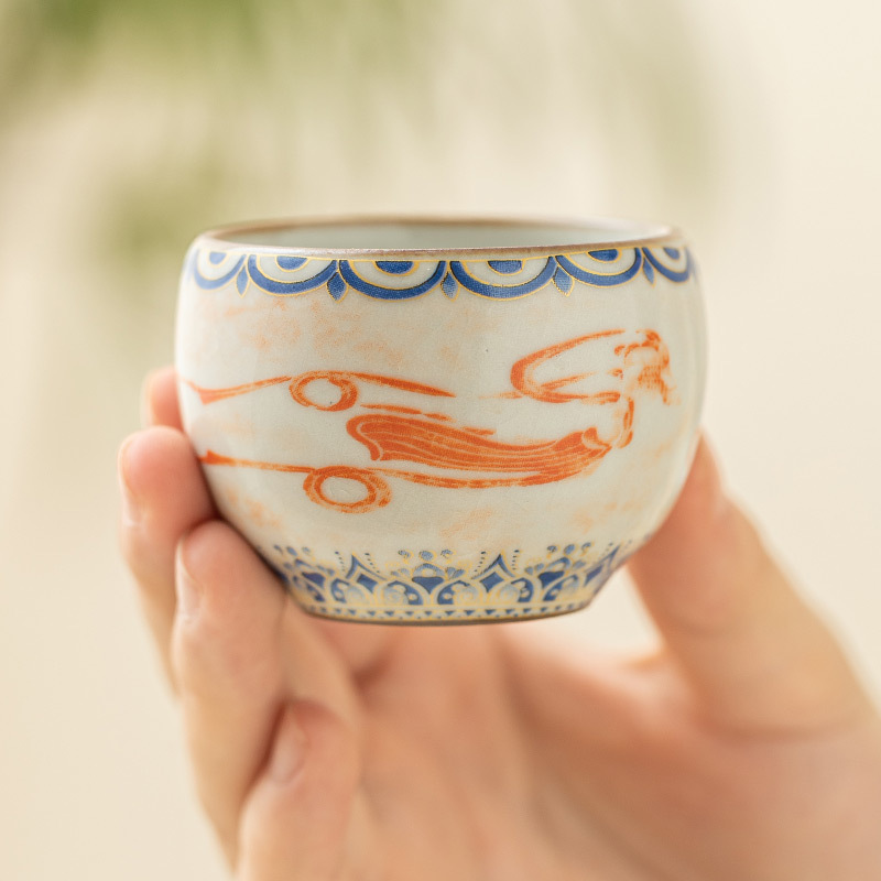 Chén trà nhỏ văn hóa và sáng tạo Đôn Hoàng, cốc khách, cốc uống trà có thể được giữ trong lò Ru, bộ trà Kung Fu Trung Quốc, cốc trà đơn