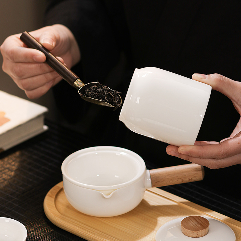 Bộ ấm chén trà ngọc, bộ trà kung fu du lịch, khay trà, bộ ấm chén gaiwan đầy đủ, hộp quà tặng dành cho người lớn tuổi và lãnh đạo