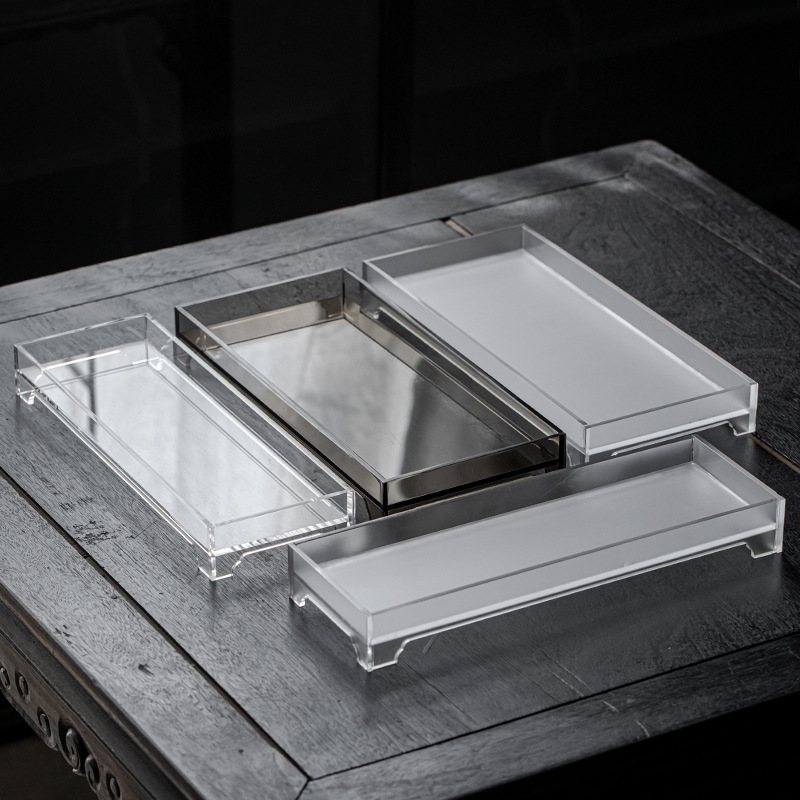 Nhà máy bán hàng trực tiếp ấm acrylic trong suốt giá đựng trà hình chữ nhật giá đựng cốc trà khay trà nhỏ khay trà khay trà bong bóng khô