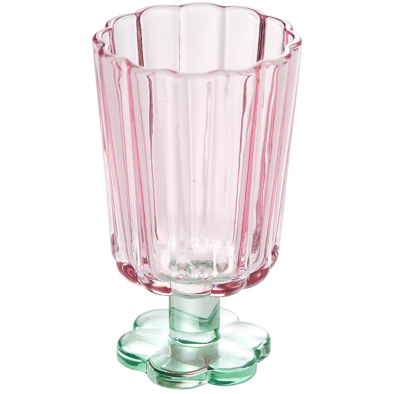 Cốc thủy tinh cao cấp phối màu Thời Trung Cổ phong cách Instagram giá trị cao Hoa Sâm panh rượu vang đỏ kem uống lạnh Cốc uống nước