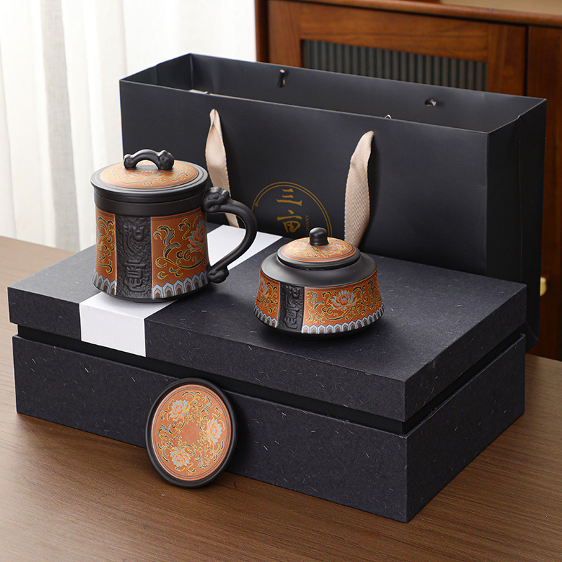 Cốc trà tử sa cốc tách nước lọc trà có nắp cốc văn phòng cao cấp chuyên dụng cá nhân gia dụng cốc cốc cốc pha trà