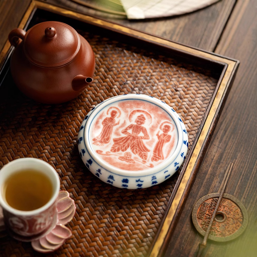 Yundku củi nung chà xát nắp nắp nắp ấm gốm sứ nắp nắp nắp nắp ấm chén phụ kiện bộ trà Kung Fu Trung Quốc đế lót ly