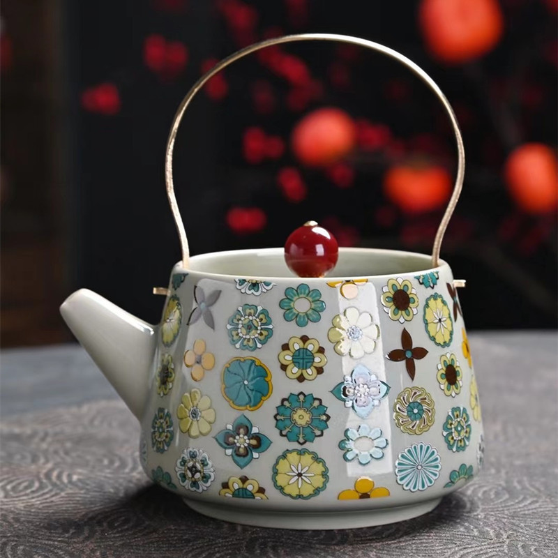 Bộ ấm trà du lịch, ấm cầm xà sứ trắng xanh, một ấm hai cốc, cốc khách nhanh di động, dụng cụ pha trà ngoài trời, quà lưu niệm