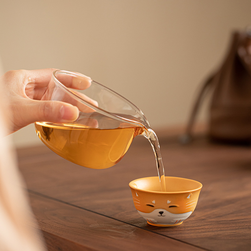 Bộ trà du lịch gốm sứ mèo may mắn