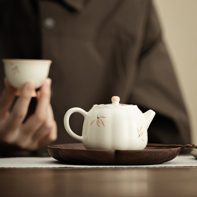 Ấm miệng hoa chuông phong lan ấm trà thủ công gốm sứ sáng tạo ấm lọc trà đơn dùng trong gia đình kiểu Trung Quốc dụng cụ trà Kung Fu