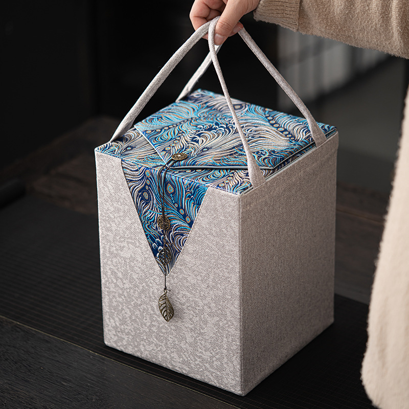 Bình đựng trà trắng xanh vẽ tay tráng men, bình đựng trà gốm sứ chống ẩm kín, dụng cụ đựng trà Kung Fu gia dụng, Bình Đựng Trà