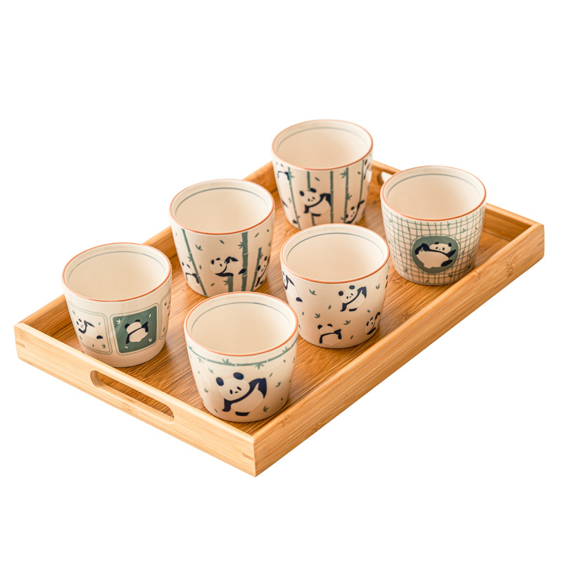 Cốc trà gấu trúc vẽ tay cốc đãi khách gia dụng cốc uống nước giá trị cao cho nữ cốc miệng lợn cốc cà phê gốm sứ cốc chủ nhân