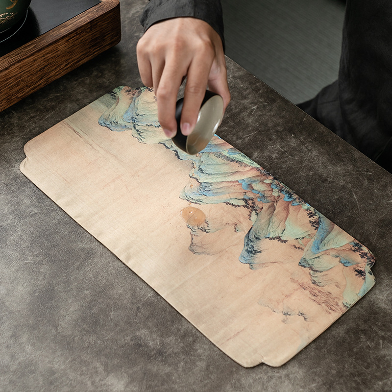 Thảm pha trà khô vải không thấm nước đệm bàn trà khăn bàn trà phụ kiện bàn trà khay trà Bộ trà Kung Fu Khăn trà vải trà Thiền kiểu dáng nhỏ