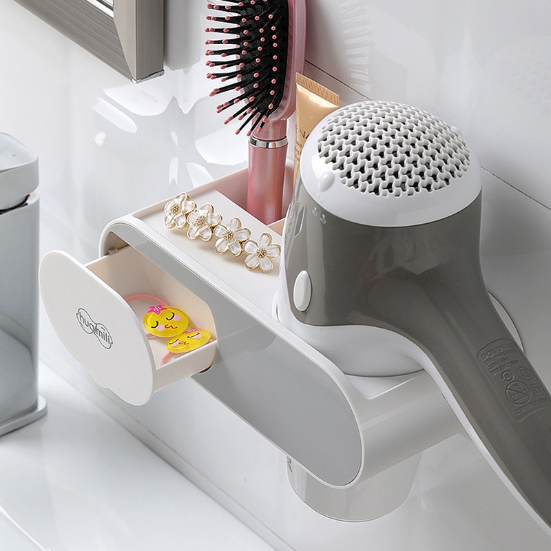 Giá để đồ máy sấy tóc không đục lỗ trong nhà vệ sinh giá treo máy sấy tóc treo tường phòng tắm Giá đỡ hộp đựng đồ dùng