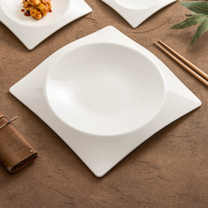 Đĩa gốm, món ăn cao cấp, món ăn nghệ thuật, đĩa canh đậm đặc sáng tạo, đĩa gia dụng, đĩa ăn cao cấp nhà hàng khách sạn, đĩa tròn bên trong