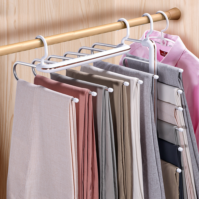 Móc quần Gấp Móc treo quần nhiều lớp đa chức năng kẹp quần không dấu ma thuật gia dụng Móc treo tủ Quần bảo quản đồ dùng thần thánh móc treo quần