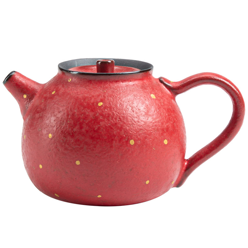 Bình tĩnh tráng men đỏ màu hồng cầm cam ấm trà nhỏ bằng tay Phong cách Nhật Bản ấm đơn dụng cụ pha trà Kung Fu ấm pha trà dụng cụ pha trà