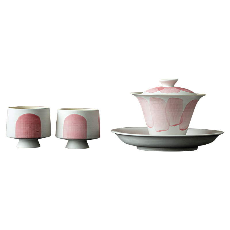 Bột, nước trắng, một bát, hai cốc, Bộ trà Kungfu phong cách wabana cổ điển, bát trà, cốc trà, Bát pha trà gốm sứ