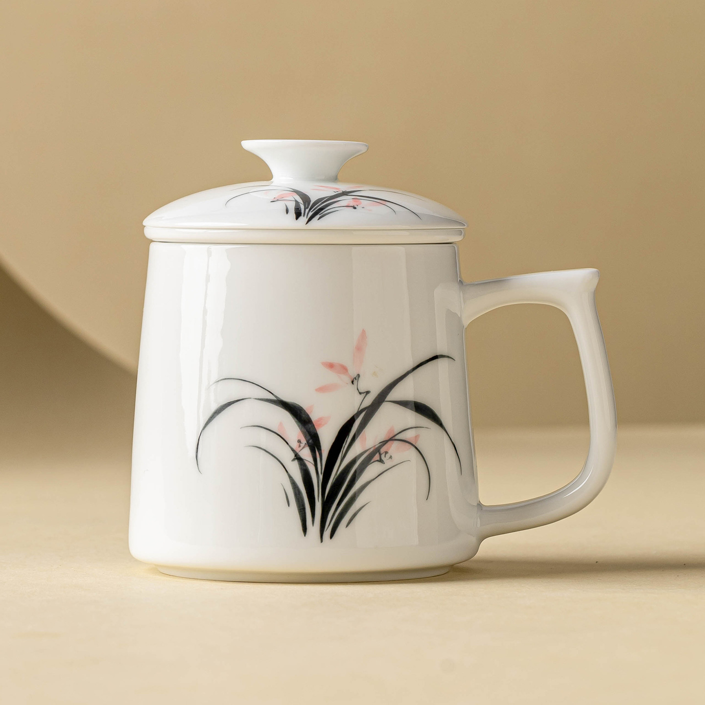 Vẽ tay phong lan mực cốc văn phòng cốc gốm tách trà nước cốc pha trà cốc lớn cốc uống nước có nắp
