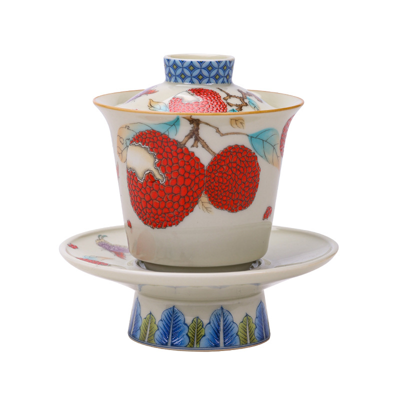 Cốc trà cốc trà cốc trà tam tài chống bỏng cao cấp gia dụng bát pha trà cỡ lớn đơn bộ trà Kung Fu