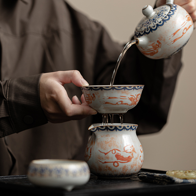 Đôn Hoàng Feitian giả bộ lọc trà lò Song Ru bộ lọc pha trà gia dụng pha trà gốm sứ pha trà hiện vật phụ kiện bộ trà