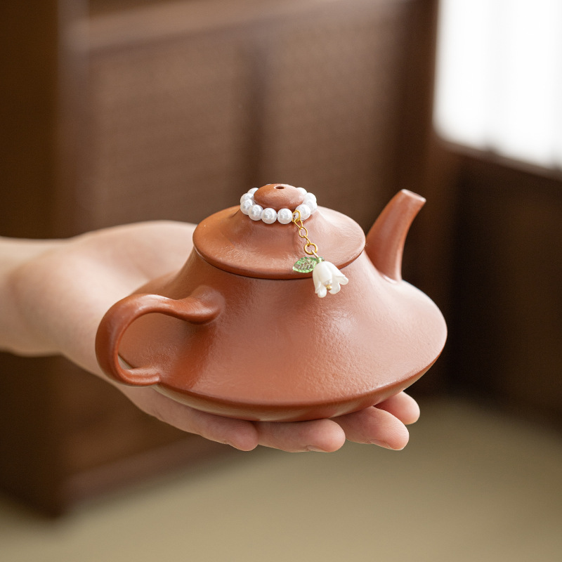 Phụ kiện ấm trà Phụ kiện ấm trà làm bằng tay Dụng cụ uống trà nhỏ có nắp bát Mặt dây chuyền ấm tử sa Đồ trang trí mặt dây chuyền pha lê