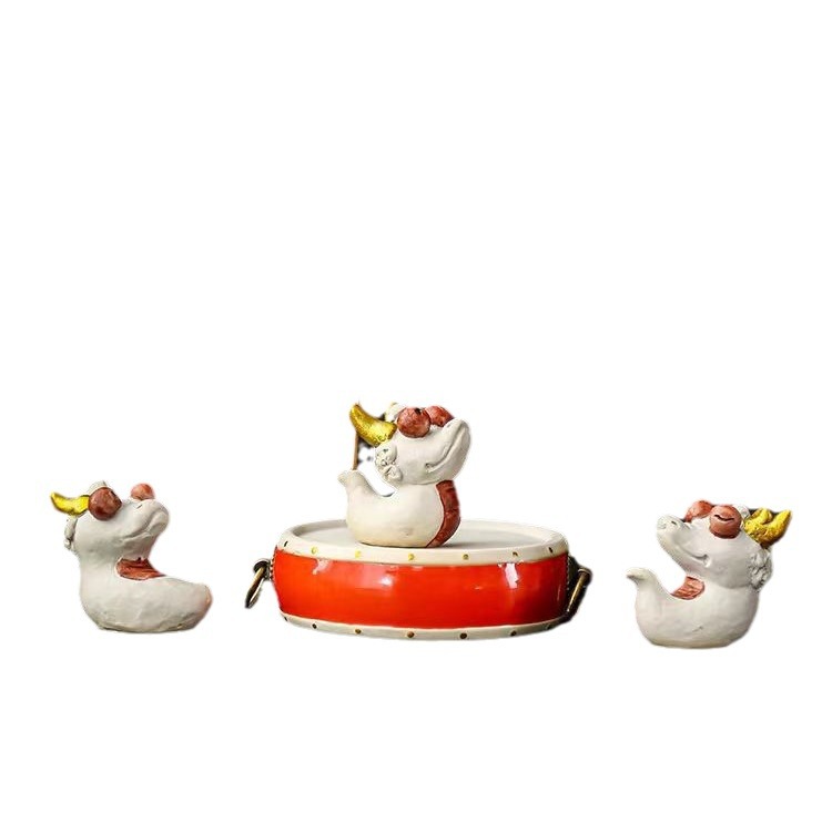 Đồ trang trí năm rồng gốm sứ rồng trống cắm hương Dây gia dụng Lư hương nằm Lư hương gỗ đàn hương khay hương dây trong nhà đáy