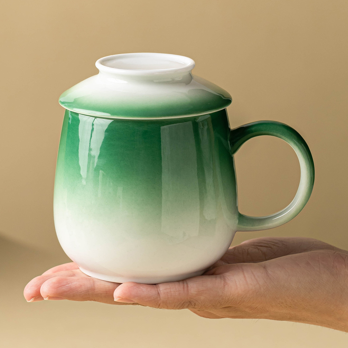 Cốc pha trà Muying Gradient Cốc mug Bộ trà gốm sứ Trung Quốc Cốc tách trà chuyên dụng cá nhân có nắp làm quà tặng