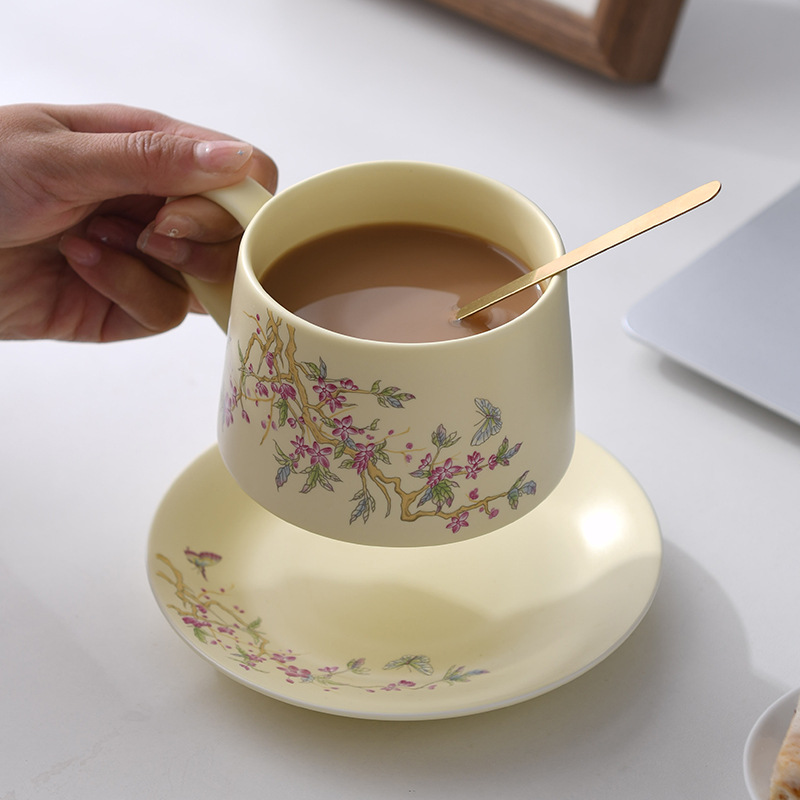 Cà phê hoa tử đằng, cốc trà gốm sứ, cốc uống nước, cốc pha trà, cốc trà chiều, hộp quà tặng bằng gốm sứ