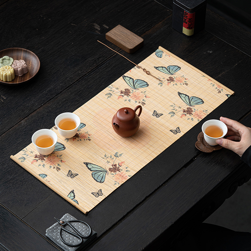 Phong cách Trung Quốc thủ công Tre Trúc Lụa Thiền bàn trà tấm lót ly bàn trà tấm cách nhiệt bàn trà Tấm trải bàn chống thấm nước khăn trà Rèm trà