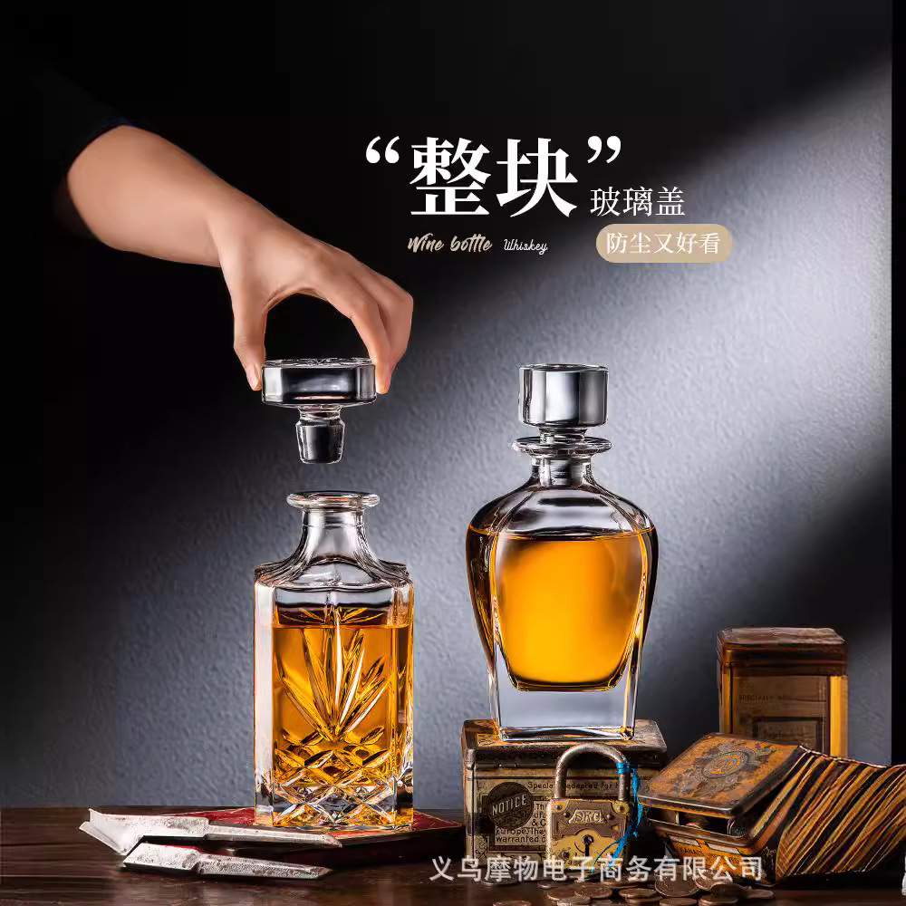 Bình Đựng Thủy Tinh Pha Lê Chai Rượu Mờ Son Môi Rượu Whisky Chai Rượu Bình Rỗng Hộ Gia Đình Chai Rượu Đựng Rượu
