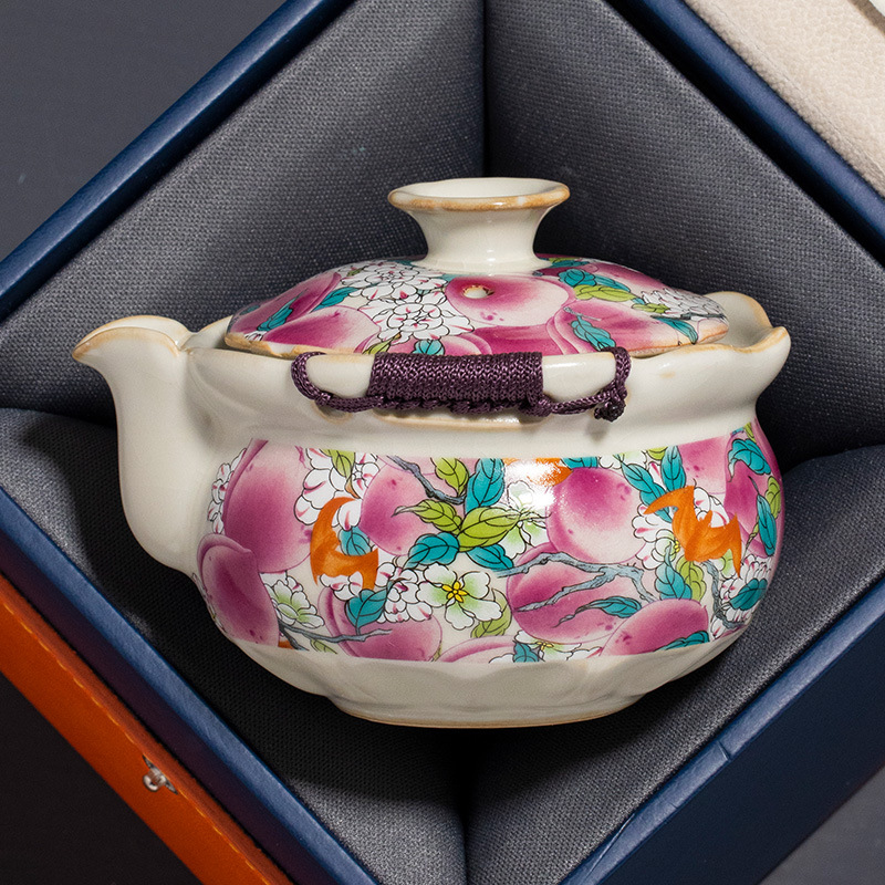 Cao cấp Lò nung vạn đào có nắp ấm trà bộ ấm trà bộ ấm trà cầm tay cao cấp ấm trà có nắp