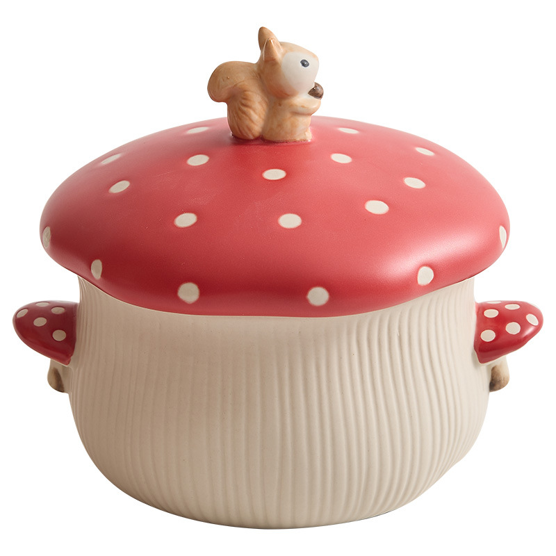 Bộ bát đĩa gốm sứ, bát súp giá trị cao mẫu mới 2025, đĩa ăn, đĩa nấm cổ tích sáng tạo