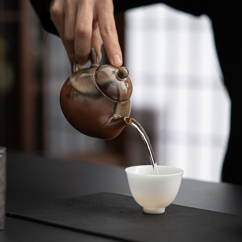 Ấm trà tráng men Đốt Củi giả, ấm trà lọc lỗ bóng cổ điển, ấm gốm sứ, nước sạch