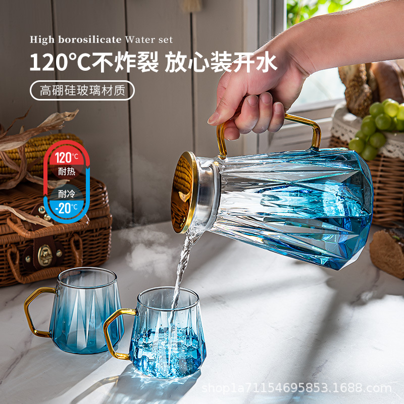 Bộ cốc nước sang trọng nhẹ hiện đại, Bộ cốc trà gia dụng có khay đựng Ấm Nước giá trị cao, bộ cốc gia đình phòng khách