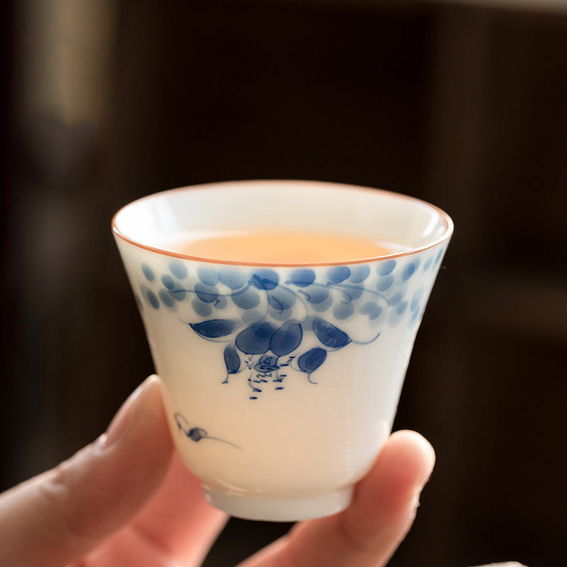 Cốc trà vẽ tay, cốc trà đơn gốm sứ, cốc chủ nhân, cốc trà kung fu nữ, cốc trà đơn, cốc trà nhỏ, cốc chuông Trung Quốc