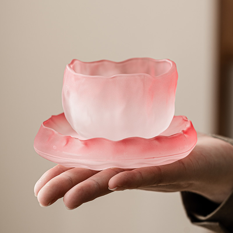 Pha lê Thủy Tinh Cốc Sông Băng Cốc Trà Nhỏ Màu Hồng Cốc Nữ Chủ Nhân Cốc Đơn Bộ Trà Kung Fu Gia Dụng cụ Trà Chén Trà Chén Trà