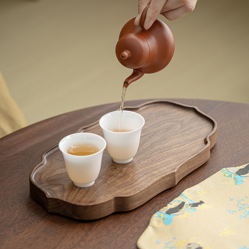 Chậu gỗ óc chó Bắc Mỹ đệm trà Song Jin Fulu giả phong cách Trung Quốc chậu gia dụng khay đựng trà Kung Fu phụ kiện thiền