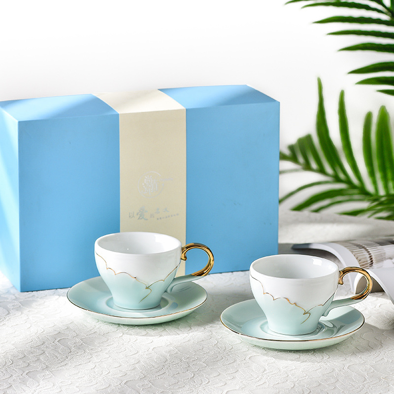 Bộ tách cà phê giá trị cao, hộp quà, cốc cao cấp, bộ trà kiểu Anh gốm sứ, đĩa cốc cà phê Quà Tặng cặp đôi