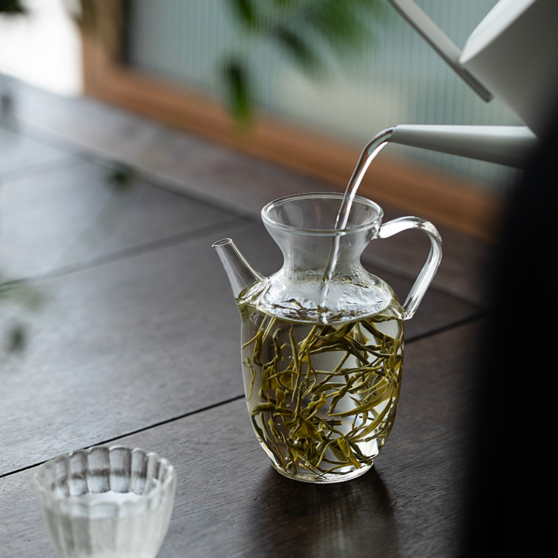 Ấm trà thủy tinh chịu nhiệt ấm trà dụng cụ chia trà trà xanh ấm pha trà có lọc