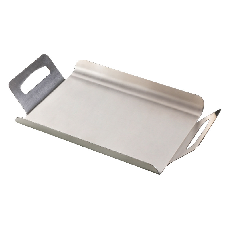 Khay inox Bắc Âu kiểu Hàn Quốc khay bánh mì nướng hai tai khay bánh ngọt khay trà hình chữ nhật khay phục vụ món ăn