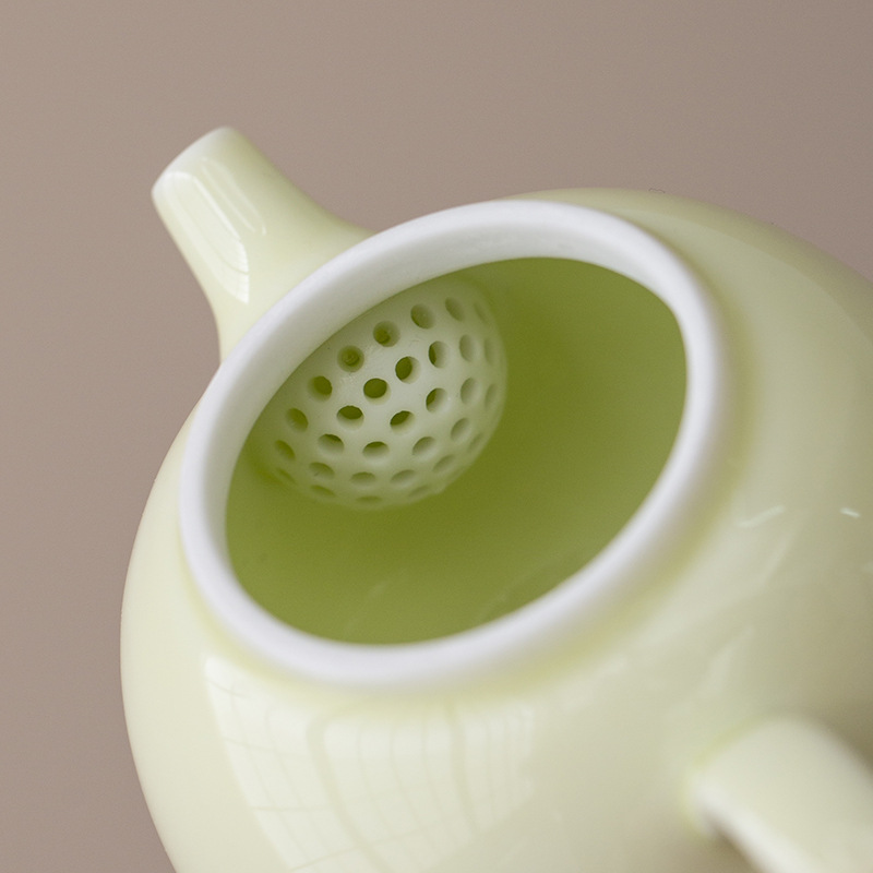 Ấm trà tay cầm bên gốm sứ tươi mới ấm trà ấm trà ấm trà ấm trà phòng trà cổ điển ấm trà tráng men màu Trung Quốc gia dụng