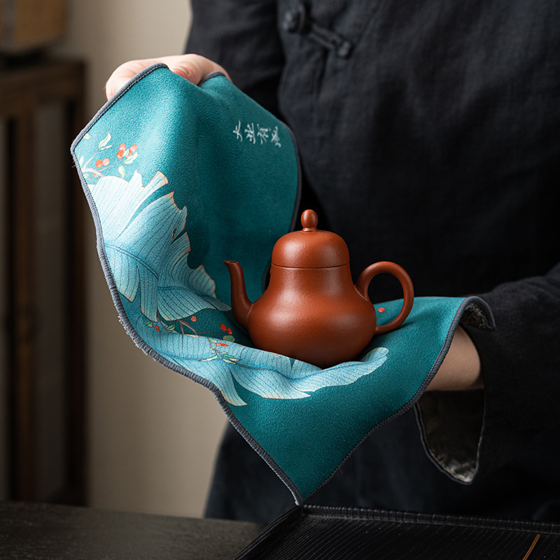 Khăn trà sơn khăn trải bàn dày dặn cao cấp thấm nước phụ kiện bộ trà kungfu Trung Quốc ấm trà khăn lau khăn trải bàn